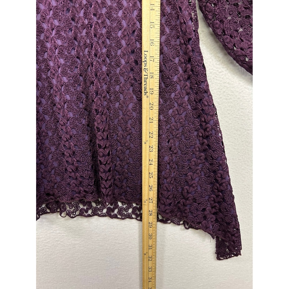 Whimsigoth Dressbarn Womens 1X Purple Lace Handkerchief Hem Tunic Top Fairycore - Picture 7 of 10